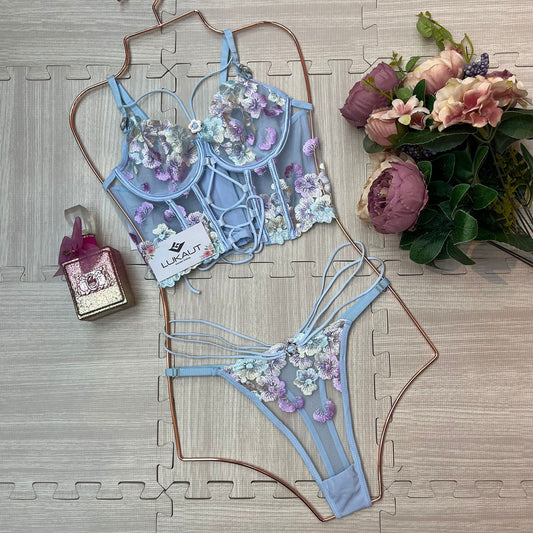 Coordinado lencero flores para mujer lukaut
