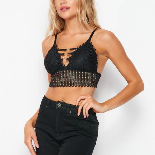 Top de encaje  para mujer | Bralette crop con tirantes