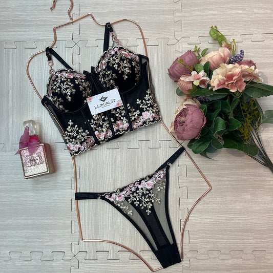 coordinado lencero bordado para mujer lukaut