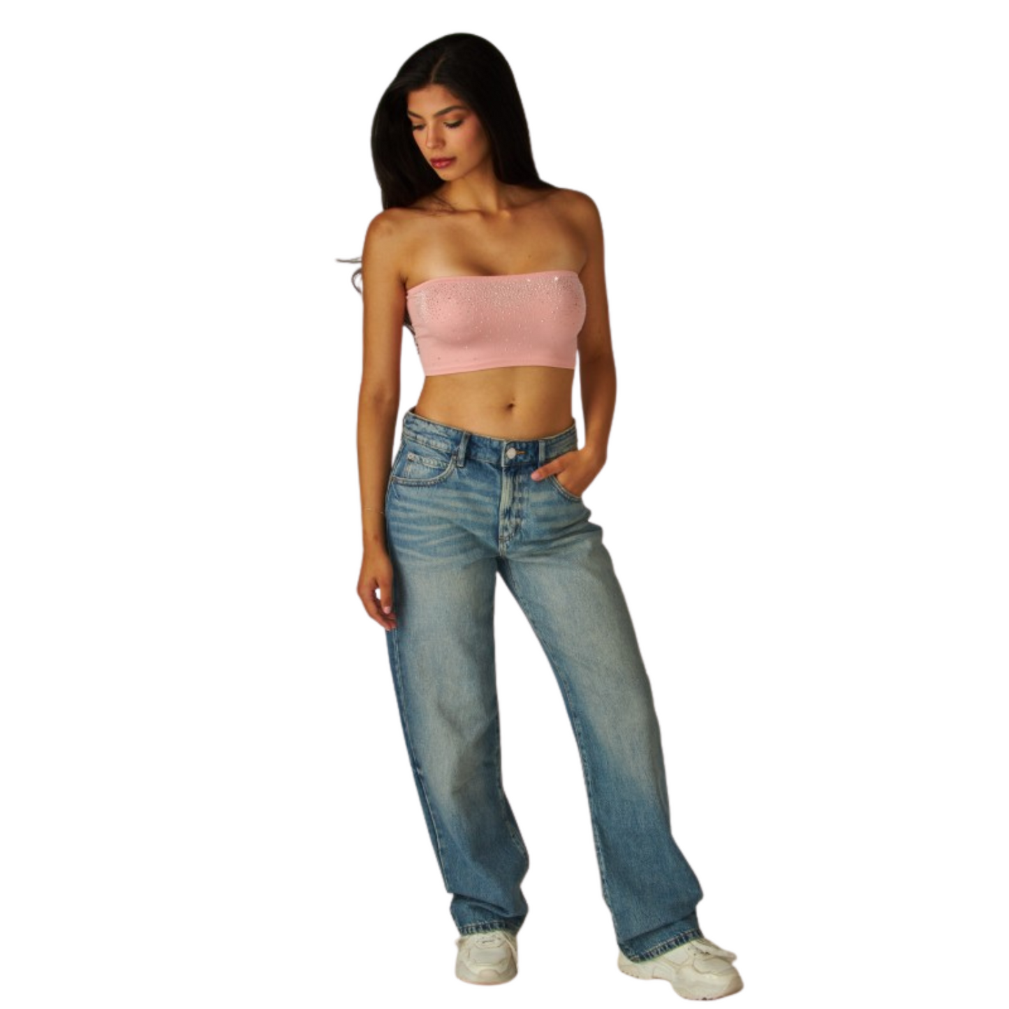 Top Tipo Tubo con Brillos para Mujer