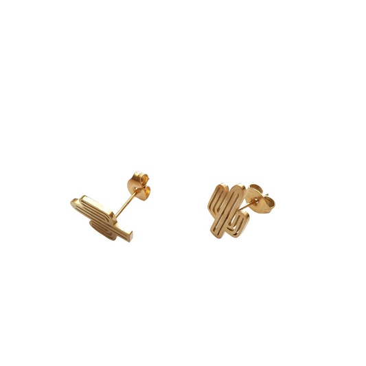 Aretes Cactus Dorado Acero Inoxidable - Lukaut