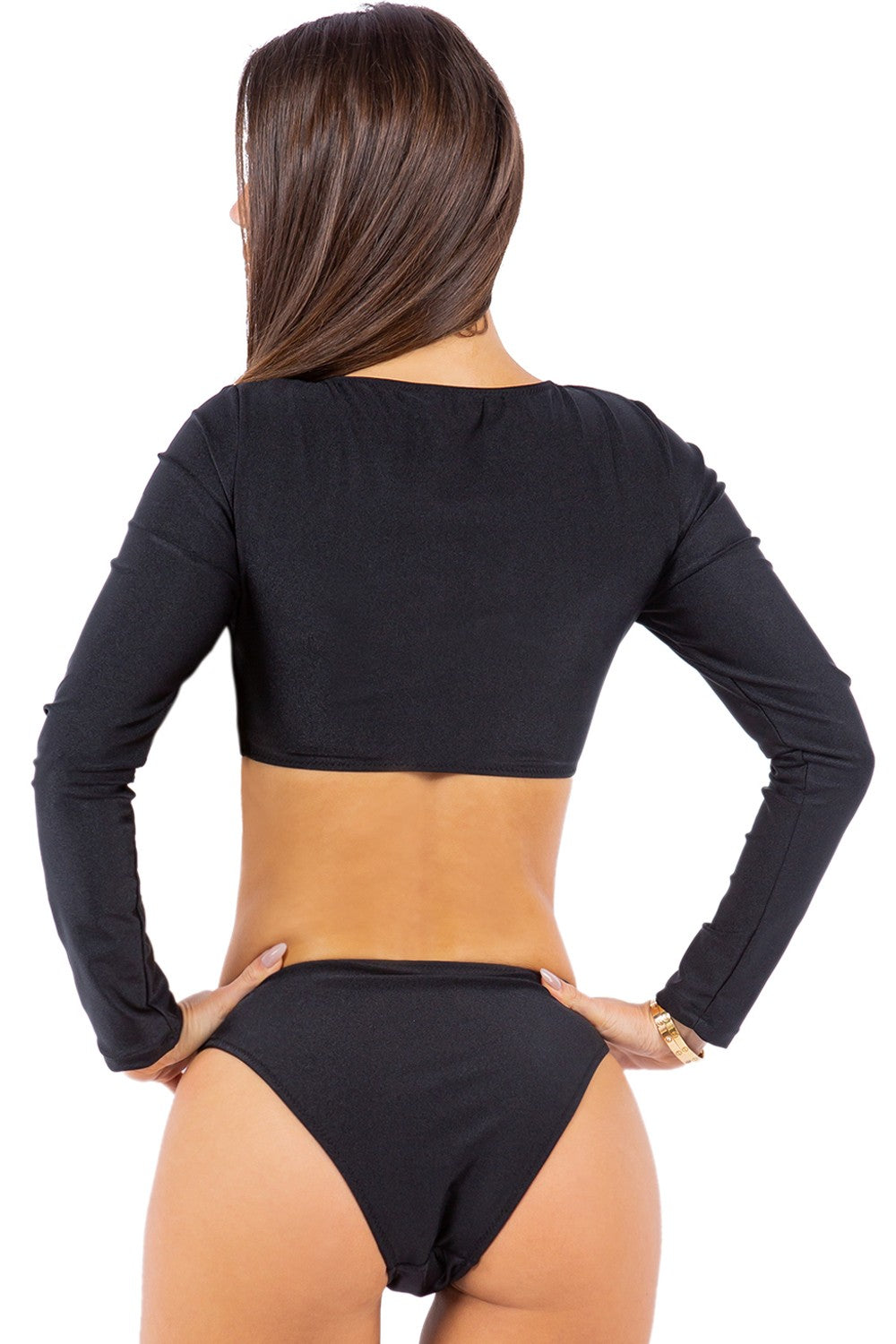 Traje de Baño Negro Manga Larga y Bikini