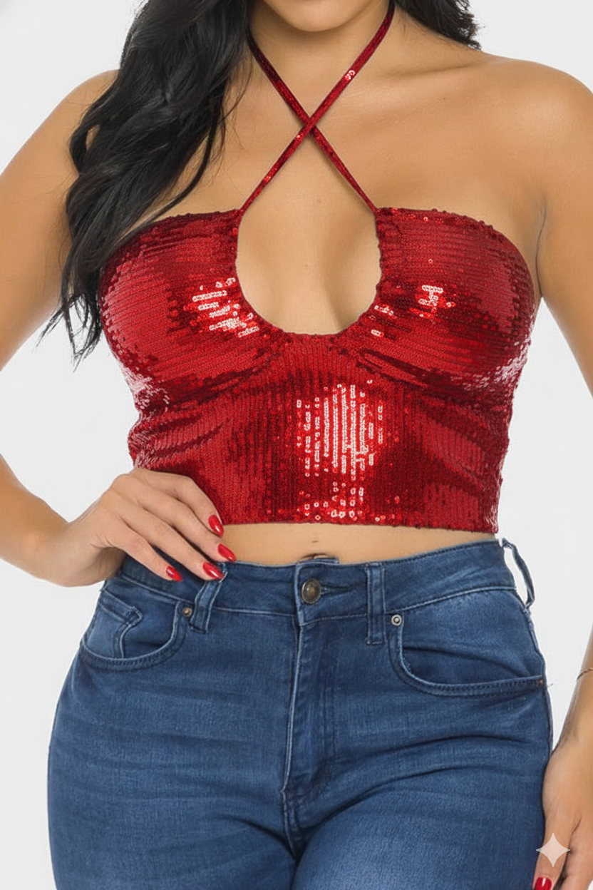 Top Halter Lentejuelas