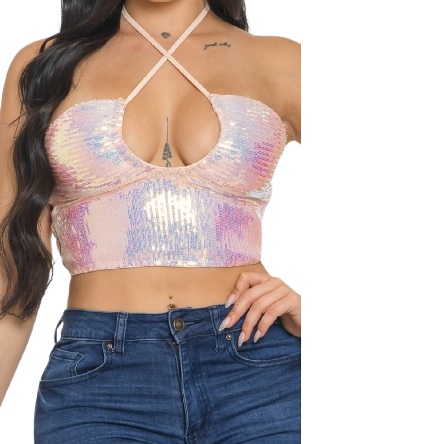 Top Halter Lentejuelas