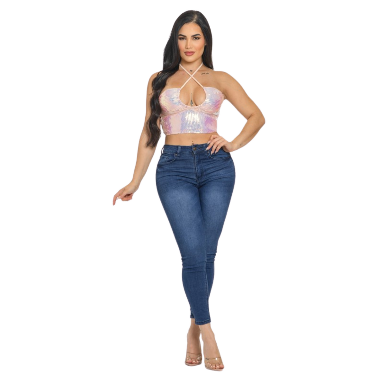 Top Halter Lentejuelas