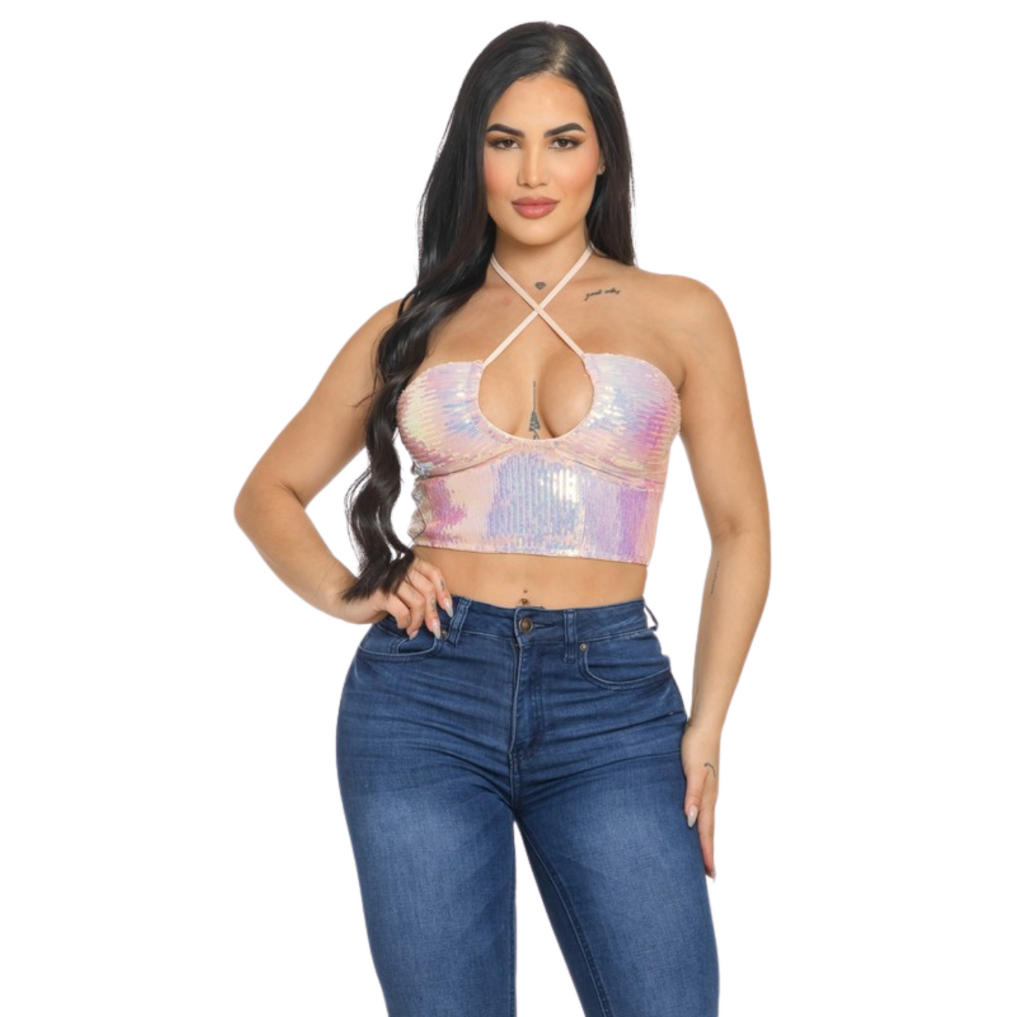 Top Halter Lentejuelas