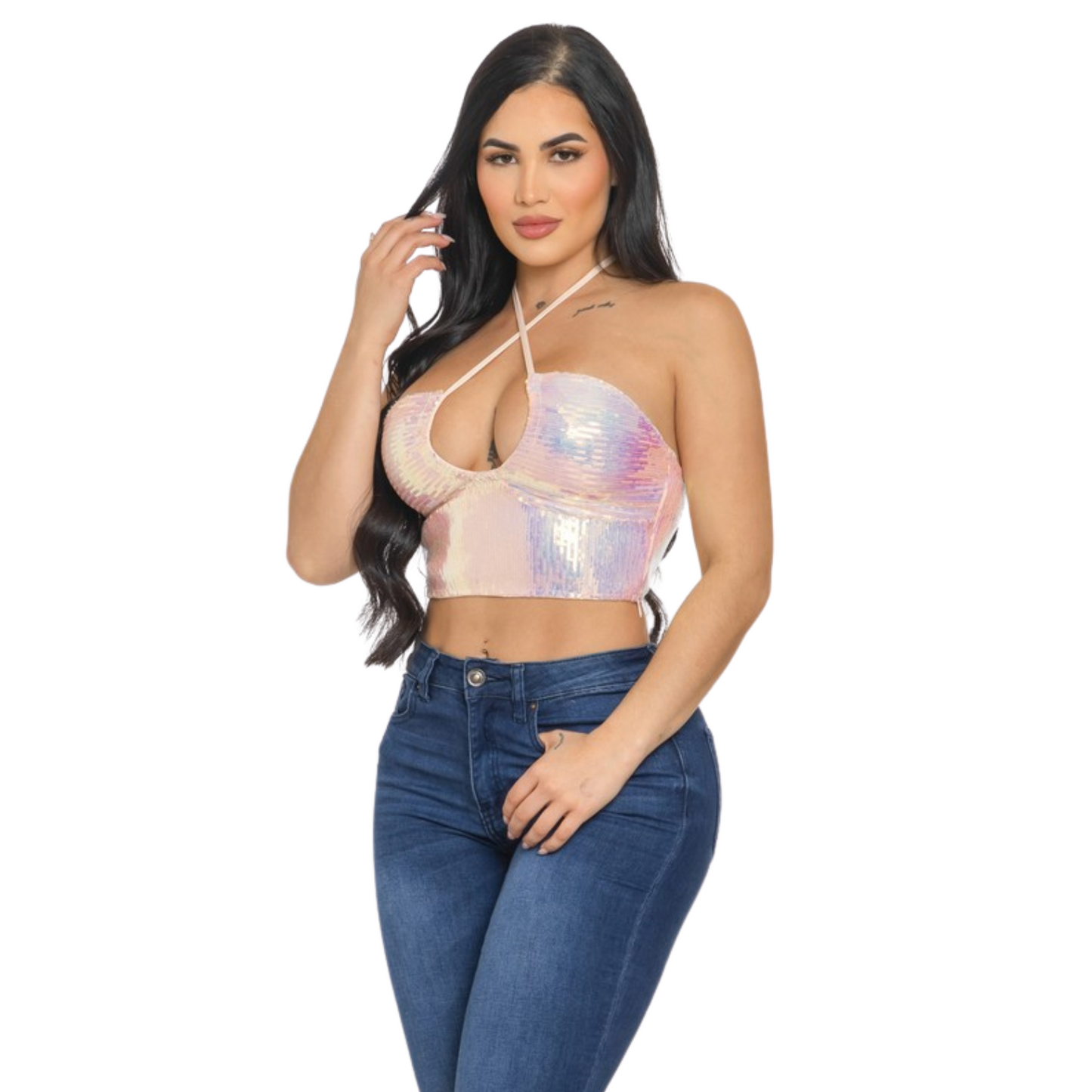 Top Halter Lentejuelas