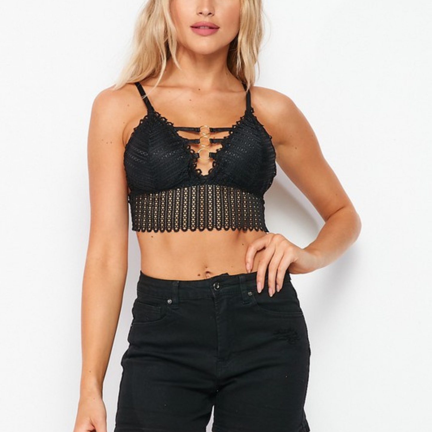 Top de encaje  para mujer | Bralette crop con tirantes