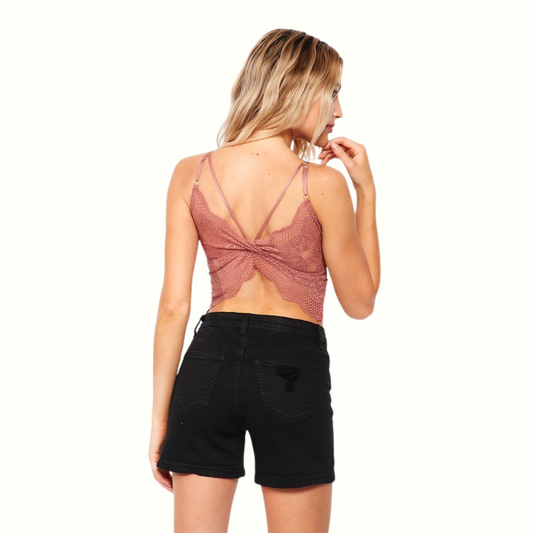 op encaje rosa mujer, bralette encaje crop, blusa encaje tirantes, ropa femenina sexy México, top elegante rosa viejo, bralette de encaje floral