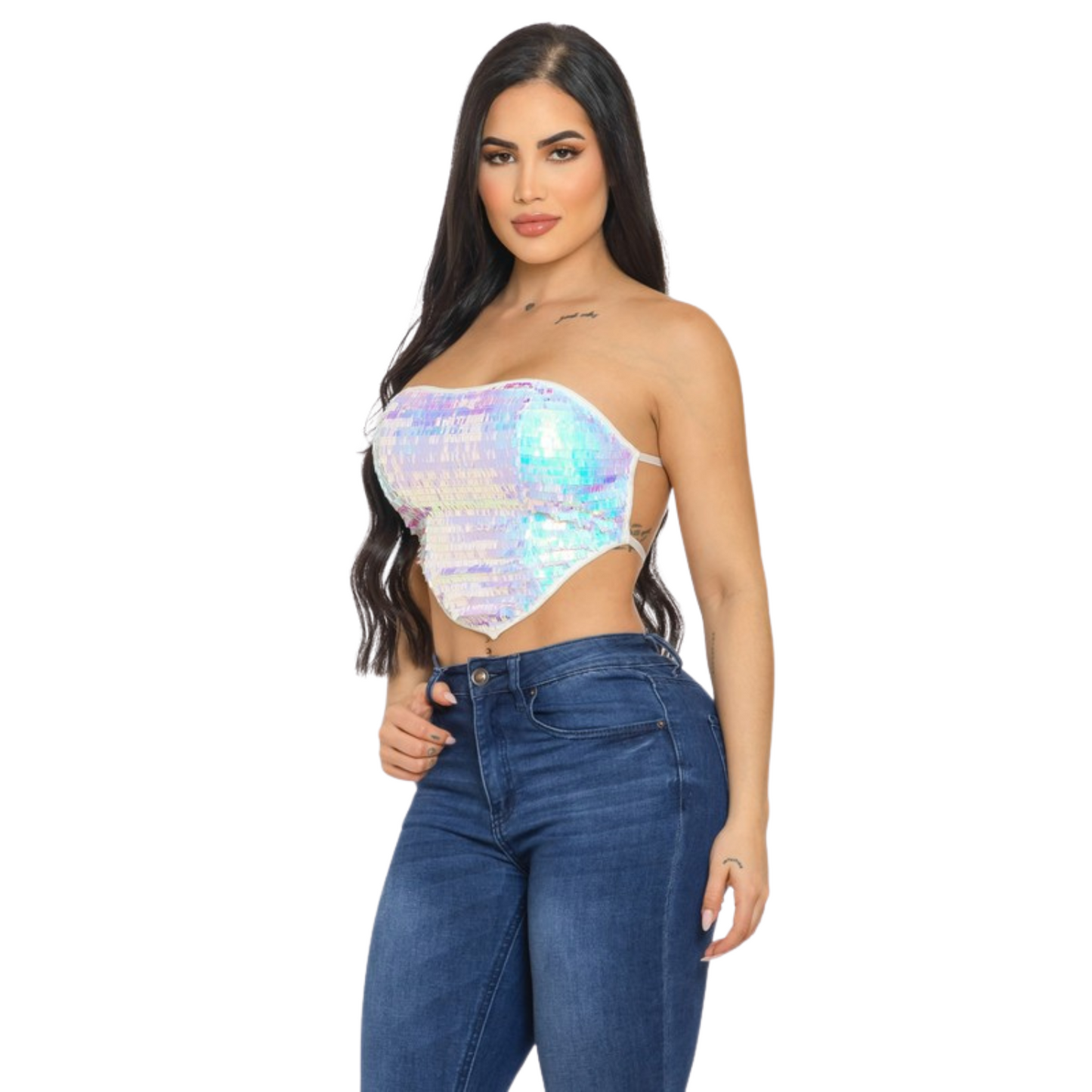 Top Strapless Lentejuelas