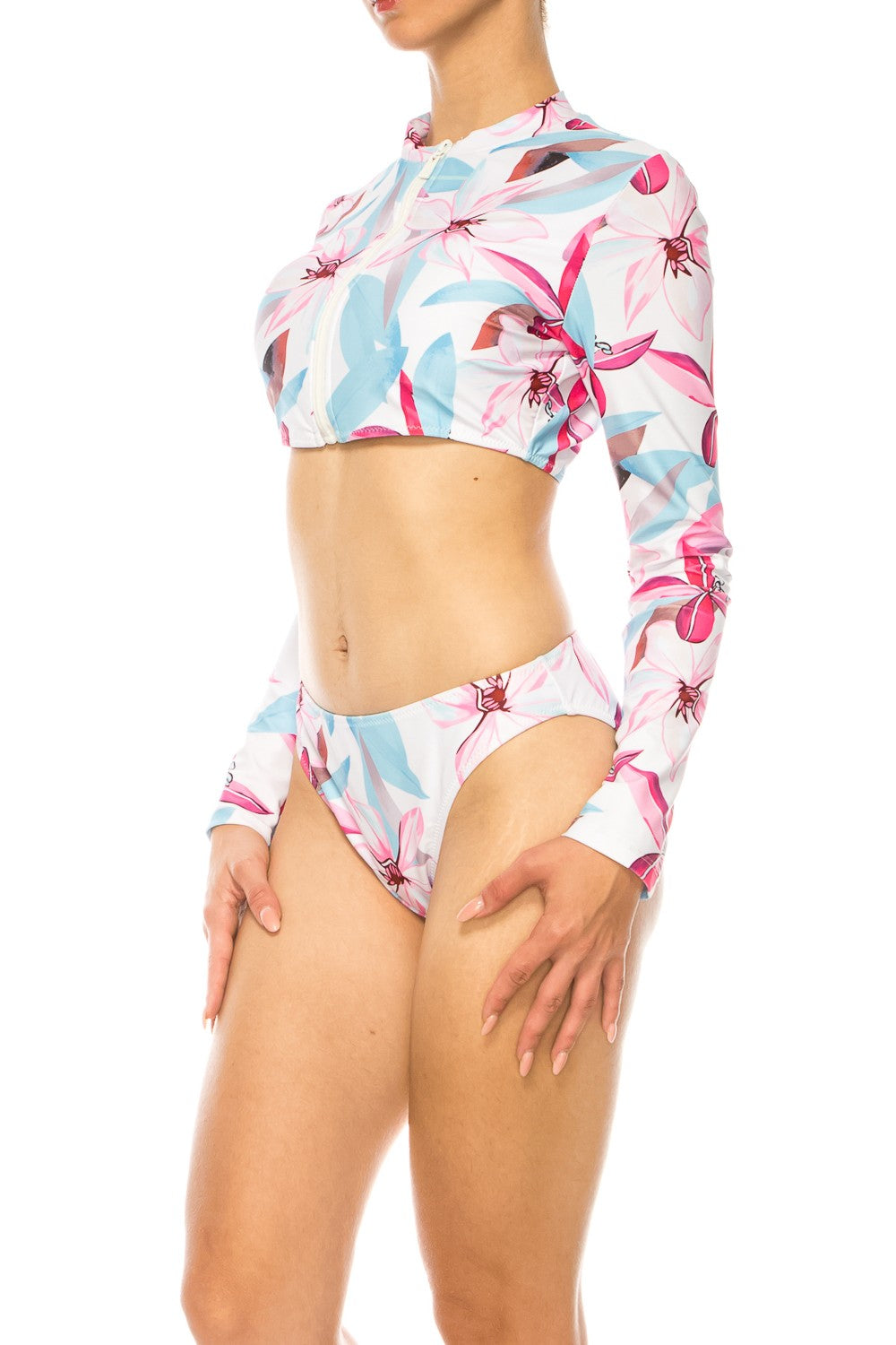Bikini de Dos Piezas con Manga Larga y Estampado Floral - Lukaut
