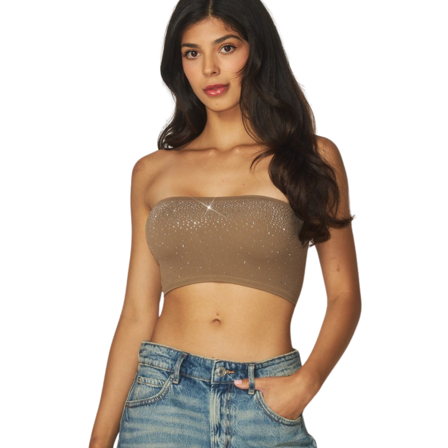 Top Tipo Tubo con Brillos para Mujer