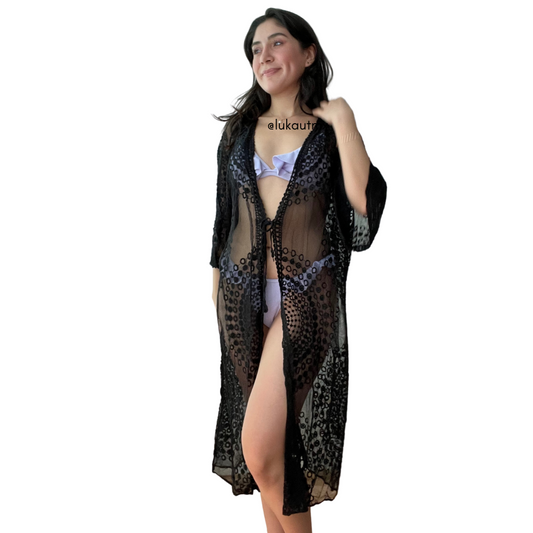 Cover Up Mesh Bordado Circulo