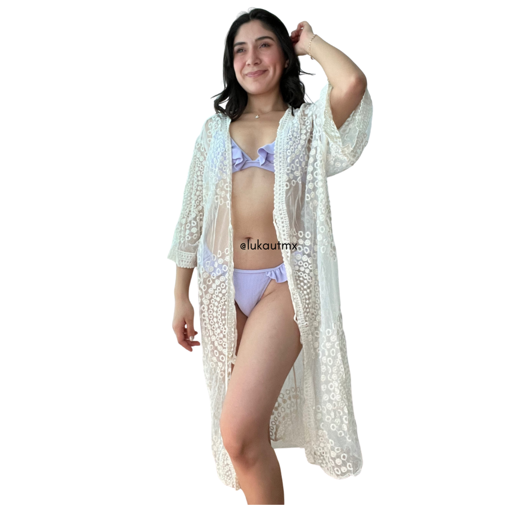 Cover Up Mesh Bordado Circulo