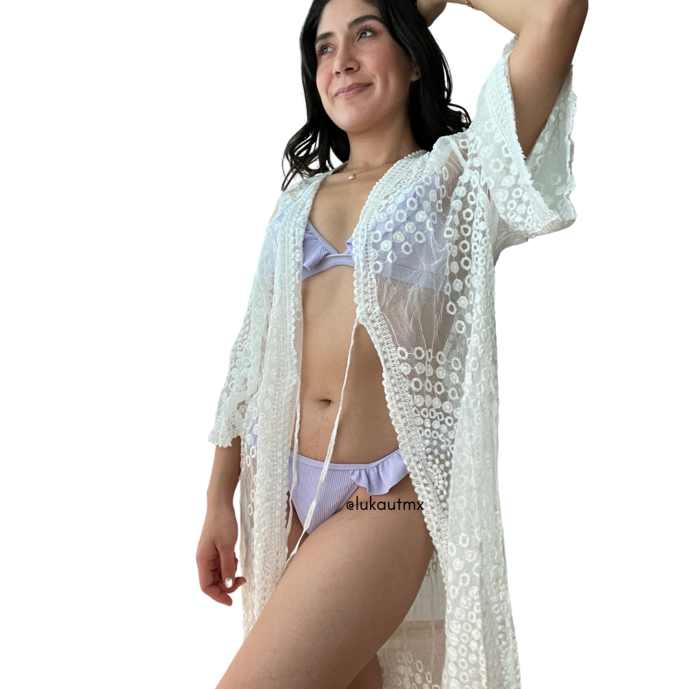 Cover Up Mesh Bordado Circulo