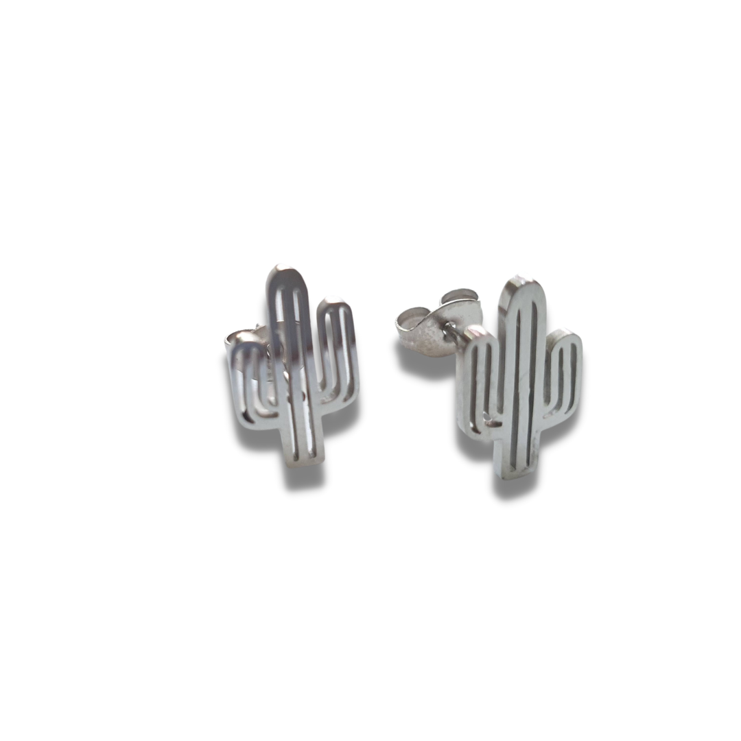 Aretes cactus acero inoxidable de moda mujer