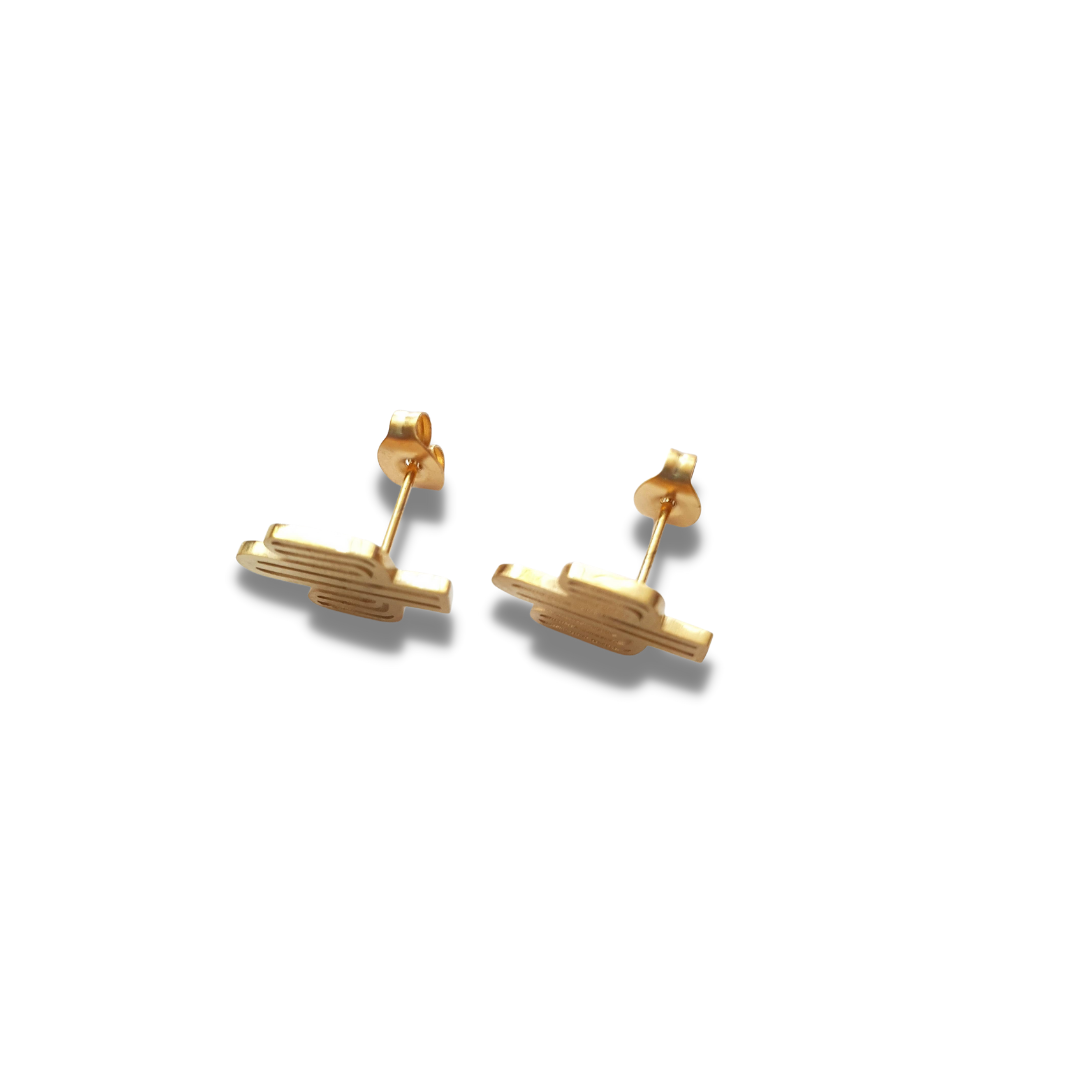 Aretes Cactus Dorado Acero Inoxidable